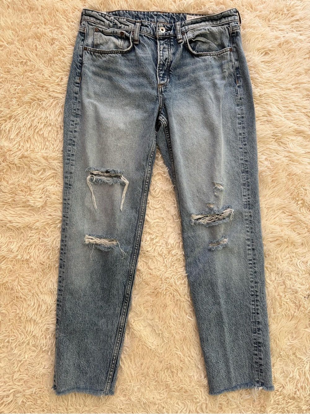 Rag & Bone Alex High Rise Straight Distressed Jeans Dana Point Wash 29